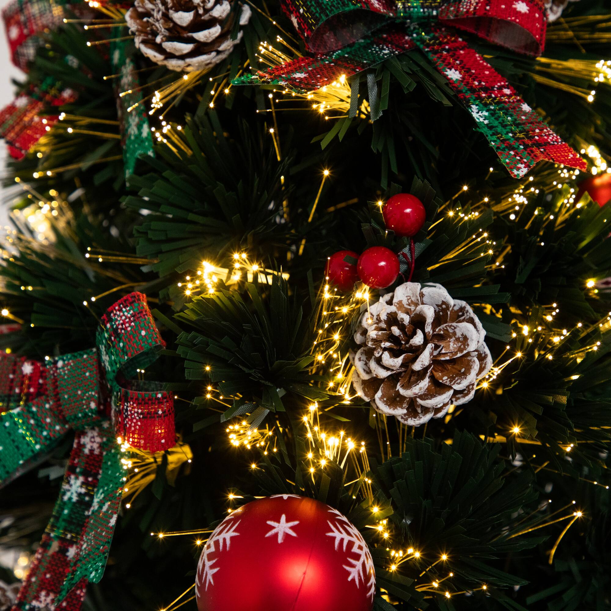 3ft. Pre-Lit Fir Artificial Christmas Tree in Planter, Clear Fiber Optic Lights